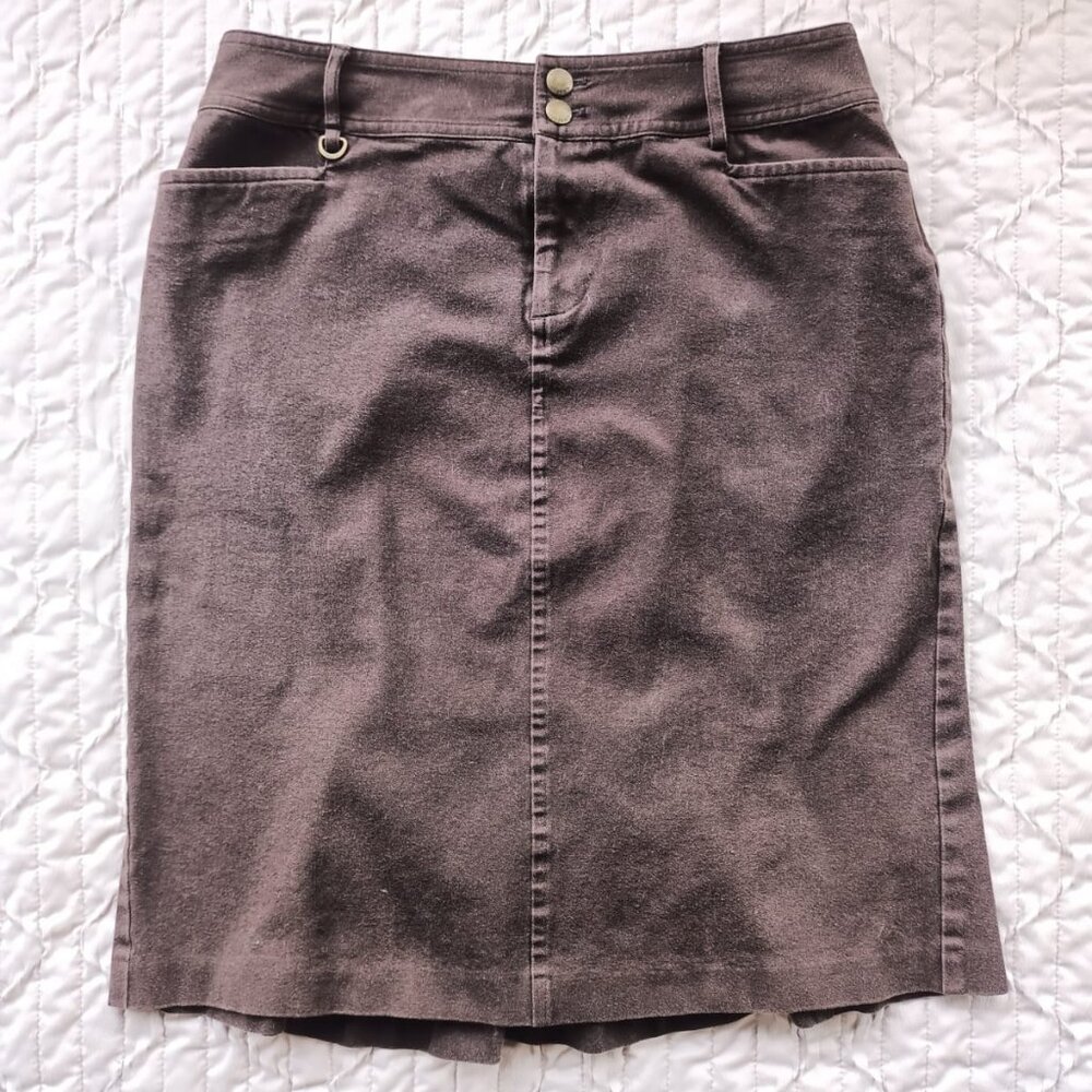 Chaps Brown Cotton Skirt - Size 6 - Stretch Fit